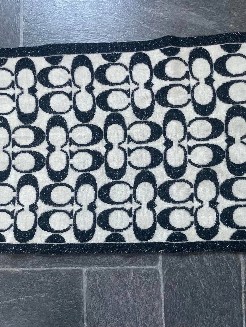 Coach Black & White Signature 'C' Logo Scarf